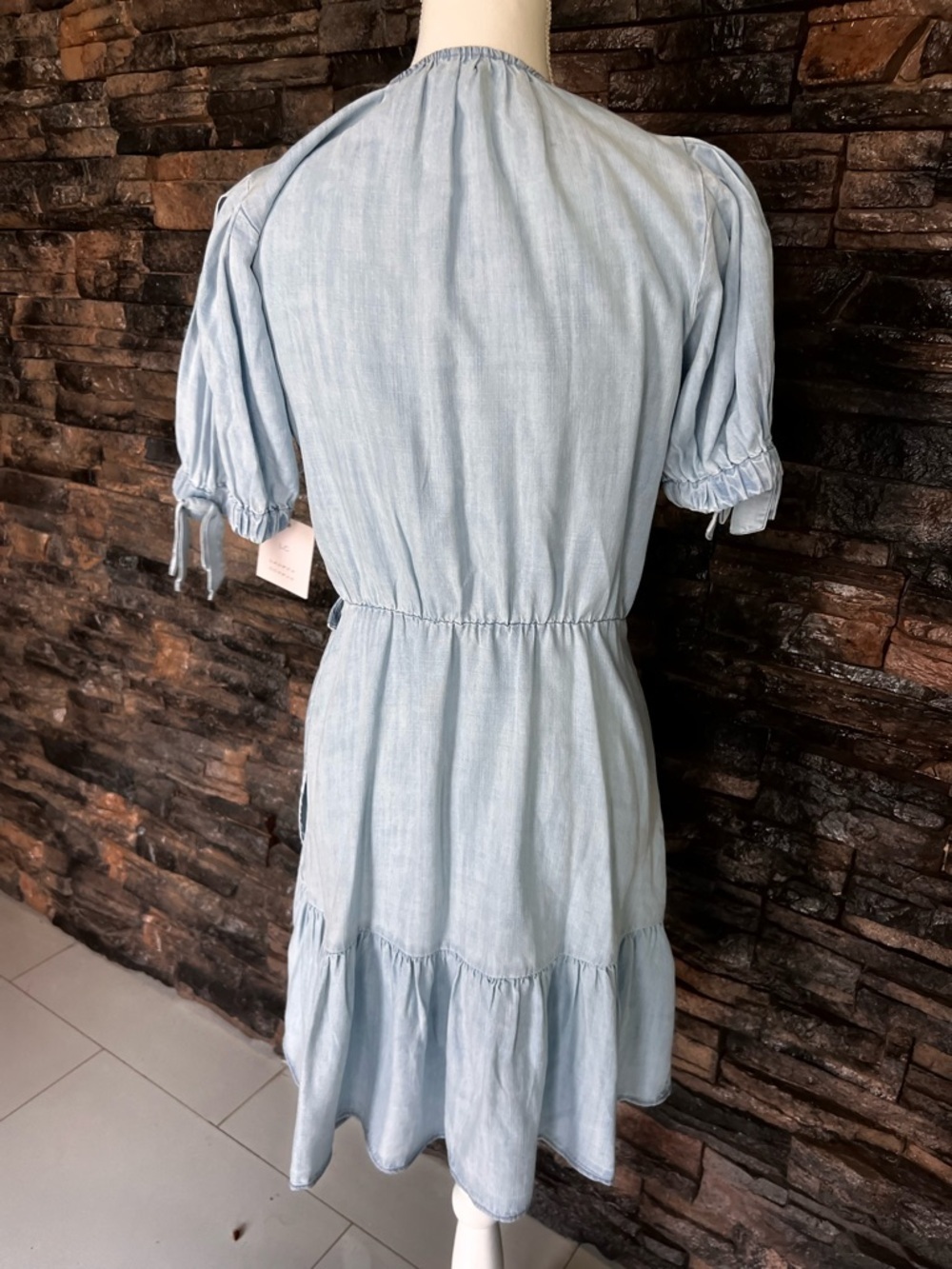 LC Lauren Conrad Pale Blue Wrap-Style Midi Dress - Picture 7 of 15